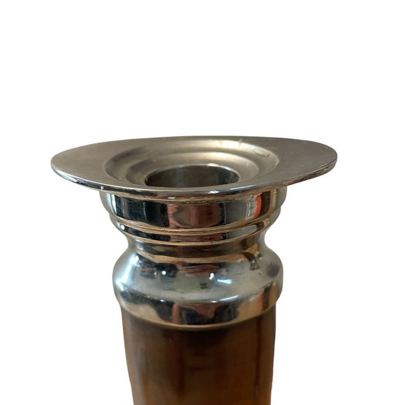 Traditional Elegant Silver Painted Candle Holders Heavy Made in India Set of 2 - Picture 3 of 10